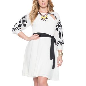 Eloquii Studio NWOT White Embroidered Bishop Sleeve Dress | Plus Size 22